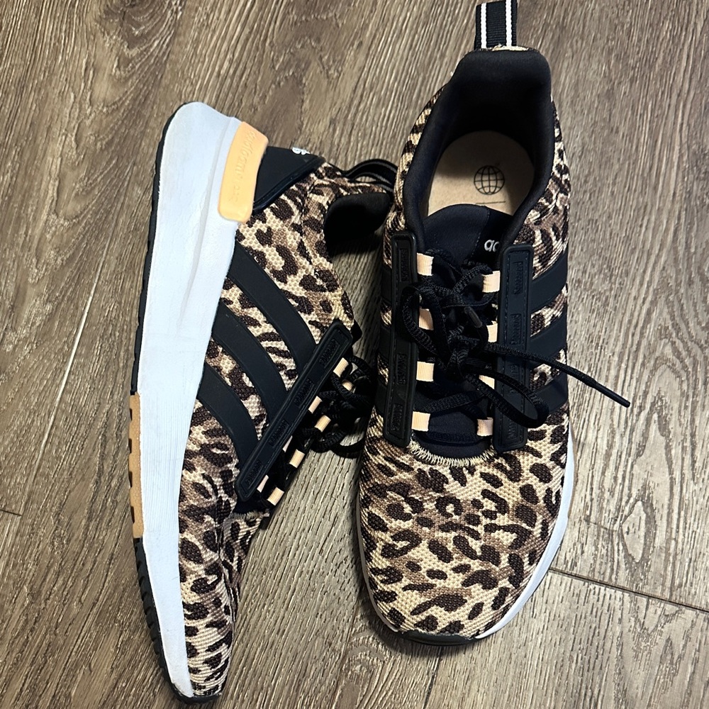 Adidas women’s Sneakers - Black and Tan Leopard Print cloud foam